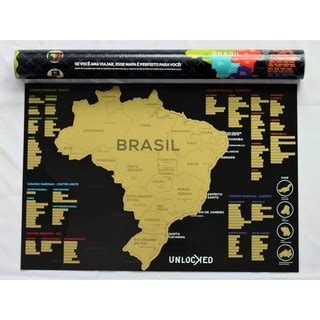 Mapa Do Brasil De Raspar Unlocked 60x42 CM Sem Moldura Mapa De