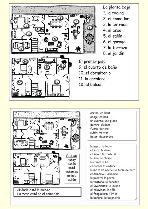 Me Encanta Escribir En Espa Ol La Casa Vocabulario Y Preposiciones