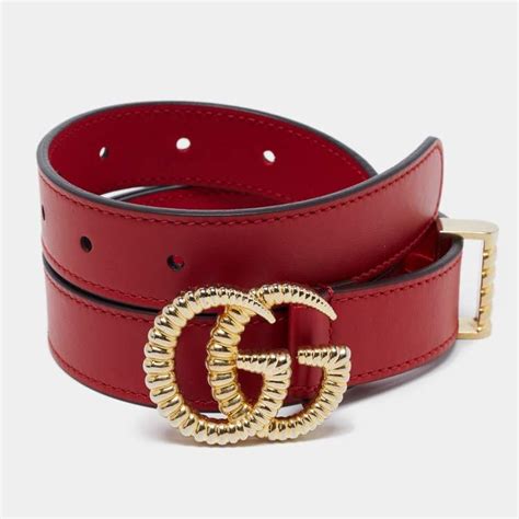 Gucci Red Leather Torchon Double G Buckle Belt 85cm Gucci The Luxury