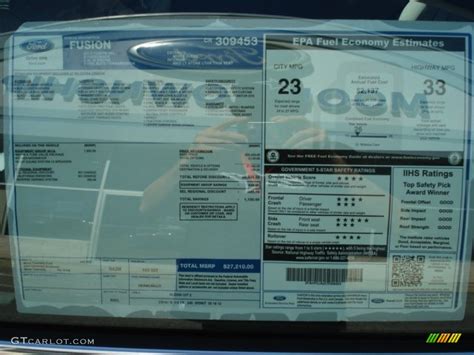 2012 Ford Fusion Sel Window Sticker Photo 62756329