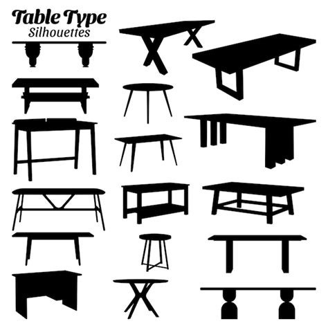 Premium Vector Tables Silhouette Vector Illustration Set