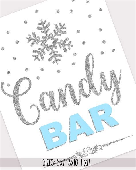 Candy bar sign printable winter onederland decorations blue | Etsy