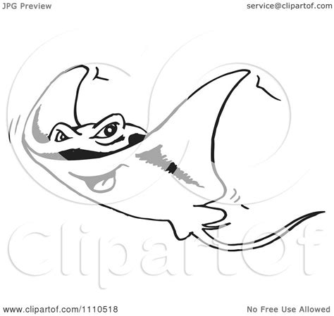 Clipart Black And White Sting Ray - Royalty Free Vector Illustration by ...