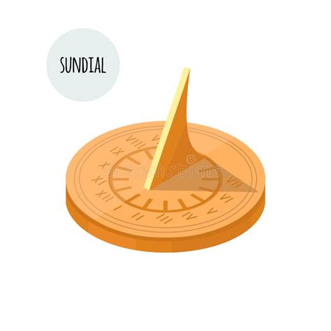 Image Of A Sundial Flat Design Vector Illustration Isolated On White Background Stock