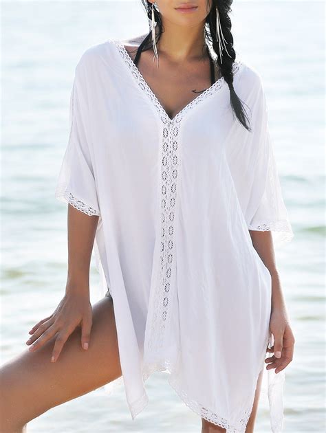 White Bohemian Cover Up With Lace Trim