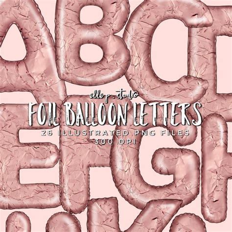 Illustrated Foil Balloon Letters Clipart Bundle Not A Font These Are