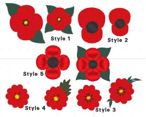 Flanders Memorial Poppy, FSL Veterans Red Poppies, Embroidery Machine ...