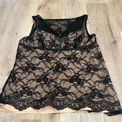 Lacy Black And Nude Tank Layered Tan Tank Top Depop