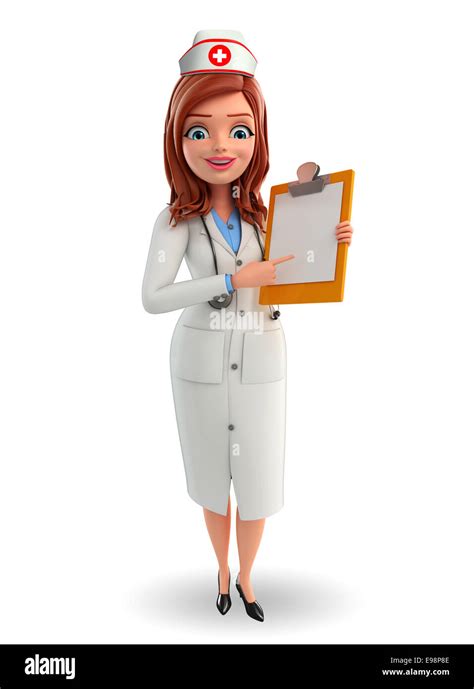 Cartoon Character of Nurse with notepad Stock Photo - Alamy