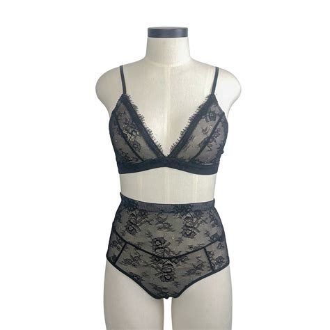 Womens Stretch Lace Eyelash Lace Fashion Sexy Lingerie Set China Underwear Set And Bra