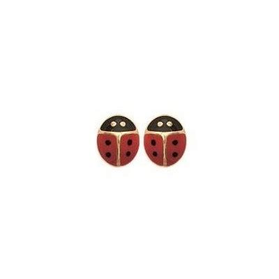 Boucles D Oreilles Coccinelle Rouge En Argent Enfant Lyn Or