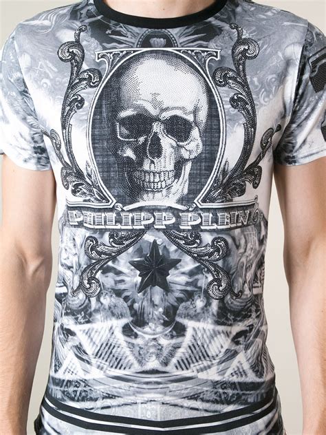 Lyst Philipp Plein Diamanté Embellished Skull Print T Shirt in Black