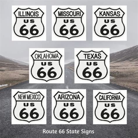 Digital Machine Embroidery Route 66 State Signs The Mother Etsy