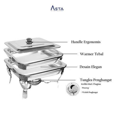 Asta Prasmanan Stainless Steel Food Warmer Square Asta Homeware