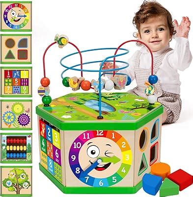 Amazon Wooden Activity Cube 7 In 1 Montessori Toy Multipurpose