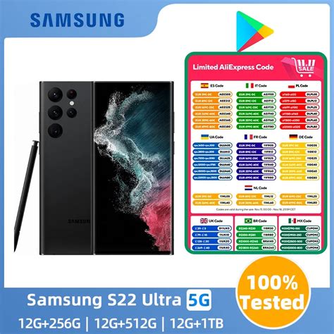 Samsung Galaxy S22 Ultra 5G S22U 6,8 дюйма ПЗУ 256/512 ГБ/1 ТБ ОЗУ 12 ...