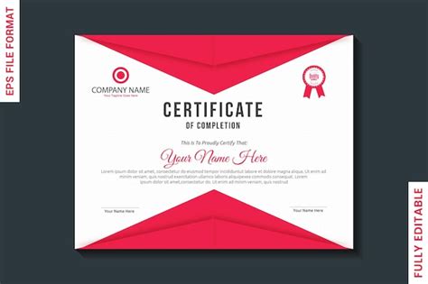 Premium Vector | Professional certificate of completion design template