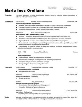 Orellana Inez Resume 1 PDF