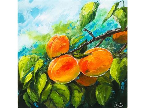 Apricot Tree Painting Fruit Tree Art Apricot Branches - Etsy