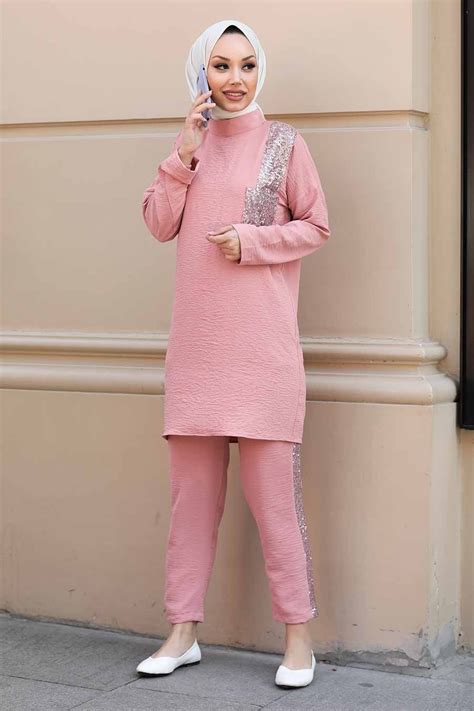 Salmon Pink Hijab Suit Dress 12112smn Neva