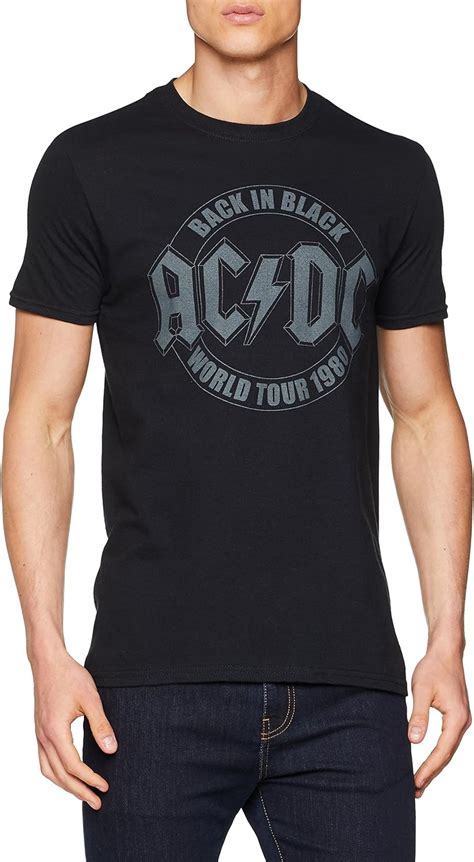 Ac Dc Men S Back In Black Tour Emblem T Shirt Amazon Co Uk Clothing