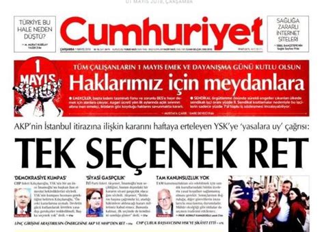 Cumhuriyet ten kurnaz manşet Haber 7 GÜNCEL