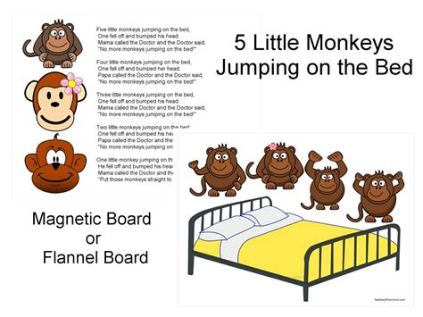 Five Little Monkeys Jumping On The Bed Flannel Board Or Magnetic Board