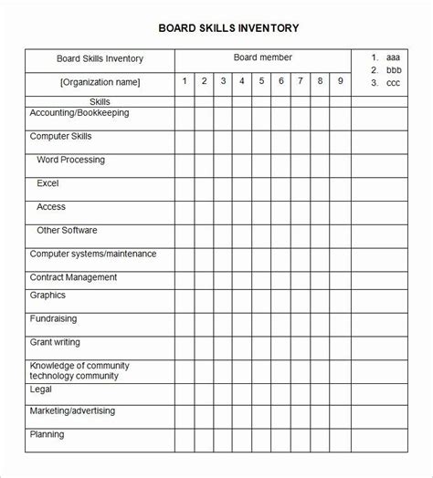 Employment Skills Assessment Template Awesome Skills Inventory Template