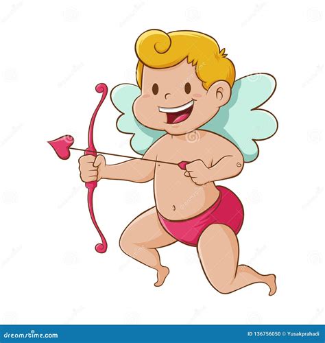 Valentine Day Cupid With Bow And Arrow Stock Vector Illustration Of