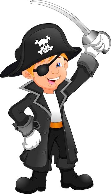 Niño pirata de dibujos animados Vector Premium