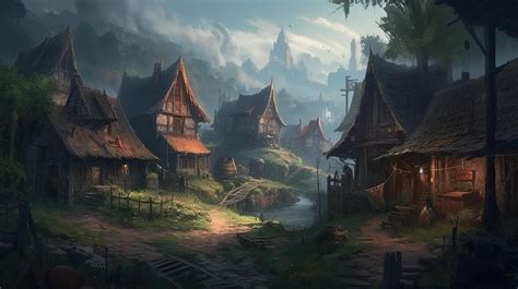 Village Fantasy Backdrop Concept Art Realistic Illustration Background with 22806957 Stock Photo ...