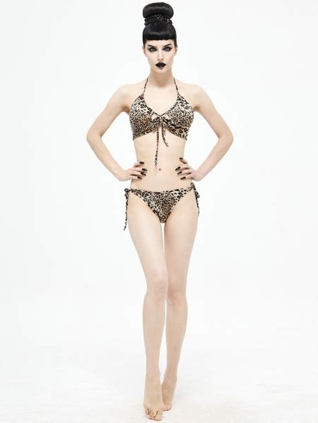 Leopard Gothic Sexy Two Piece Bikini Set Devilnight Co Uk