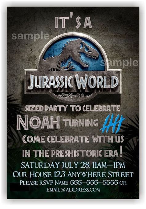 Jurassic World Birthday Invitation By Benannainvites On Etsy 10th Birthday Parties Dinosaur