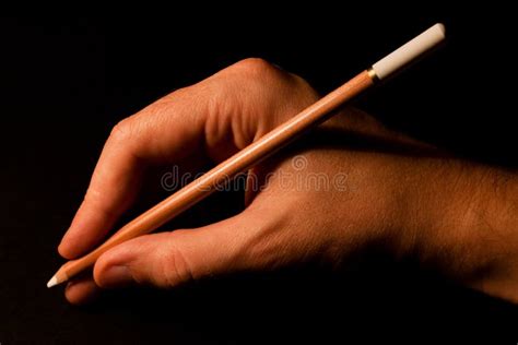 Hand Holding White Pencil Stock Photography - Image: 11804982