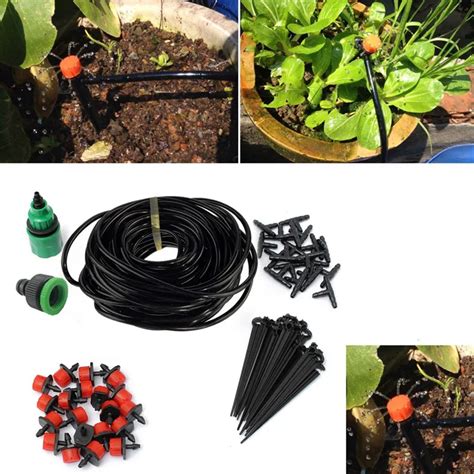 25m Diy Micro Drip Irrigation System Plant Self Automatic Watering Timer Garden Hose Kits With