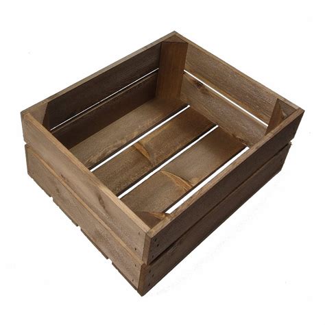 GN1 2 Gastronorm Rustic Brown Slatted Box Display Unit 325x265x138