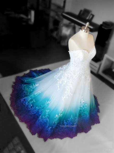 Colorful Ombre Wedding Dress Teal Blue And Purple Abiti Da Sposa