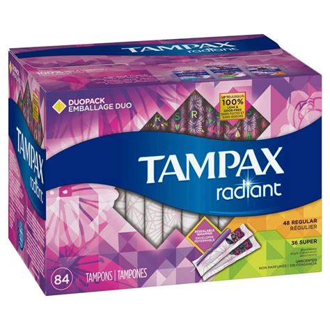 Tampax Radiant Duopack Tampons Regular Super 84 Ct