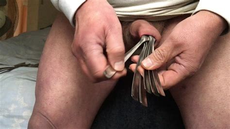 Standing Floppy Foreskin With Metal Spoons British Gay Sex Toy Porn Xhamster