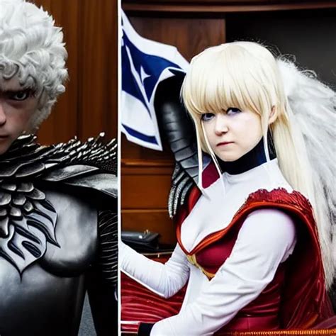 A Person Cosplaying Griffith From Berserk By Kentaro Stable Diffusion