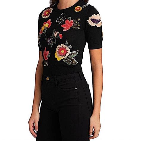 Alice Olivia Sweaters Alice Olivia Ciara Embroidered Blackmulti