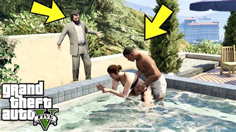 What Do Franklin And Amanda Do In The Pool In GTA 5 Michael Caught