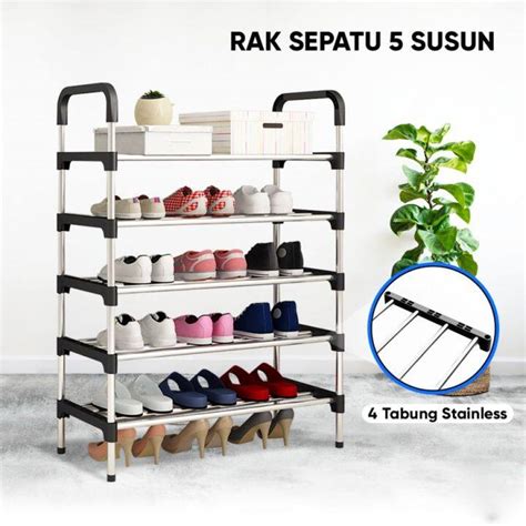 Rak Sepatu Portable Susun Shoes Rack Tempat Sepatu Sandal Lazada