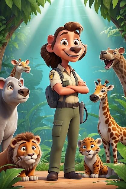 Premium Photo Zookeeper Cartoon Character 3d Animation Illustration Guide