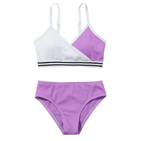 Bullpiano Girls Swimsuit Two Piece Bikini Set Spaghetti Strap Bikini