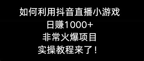 如何利用抖音直播小游戏日赚1000，非常火爆项目，实操教程来了！ 项目集市