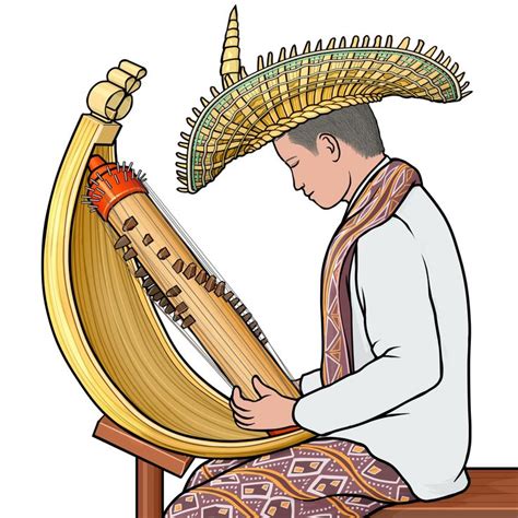 Sasando Sesando East Nusa Tenggara Traditional Music Digital Art