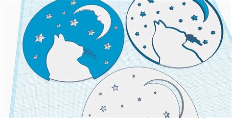 STL file Cat, moon, stars wall art decor and stencil, SET of 3 STL files・3D printable model to ...