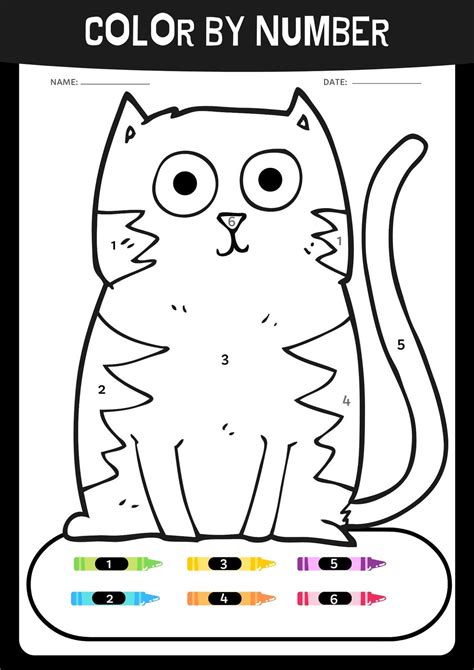 Color By Number Cat Coloring Pages