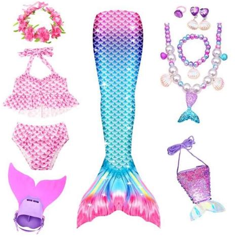 10 Pièces Maillot de Bain Princesse Queues de Sirène Mermaid Bikini